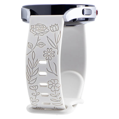 18mm 20mm 22mm Floral Engraved Band for Samsung Galaxy Watch 6/5/4 40 44 for Huawei GT 3 Pro Silicone Sport Strap 5 Pro Active 2