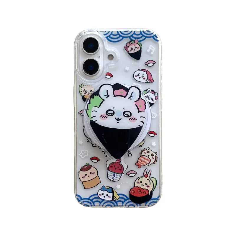 Cute Cartoon Japan Anime Chiikawa Magnetic Holder Magsafe Wireless Charge Phone Case For iPhone 16 15 14 13 12 11 Pro Max Cover