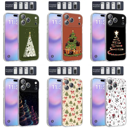 Merry Christmas Tree Cat Phone Case For iPhone 17,16,15,14,13,12,11,Pro,Max,Plus,E,Air,Mini Magnetic Magsafe Frosted Clear
