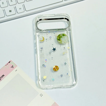Glitter Star Planet TPU Cases For Google Pixel 9 8 7 6 5 A Pro Transparent PC Drop Glue Cover for Google Pixel 10 9 pro XL 4 a