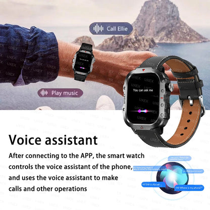 Military 2026 Sports Smartwatch Men 2.01 inch HD LED Flashlight Christmas Gift Screen Bluetooth Talking Multifunction Smartwatch