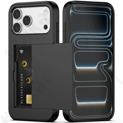 Case For iPhone 17 16 15 14 13 12 11 Pro Max Plus 2024 Slim Dual Laye Heavy Duty Protective Hidden Card Slot Wallet Cover