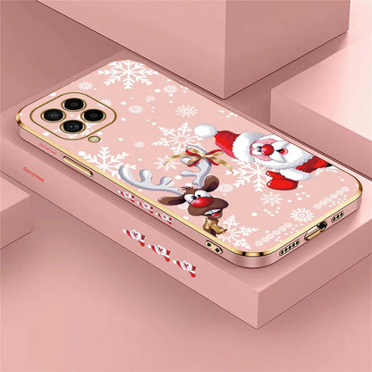 Christmas Deer Printed Phone Case For Samsung Galaxy M42 5G M62 M32 M22 M12 M54 M53 M33 M51 M02 M30S M13 Plating Soft Cover