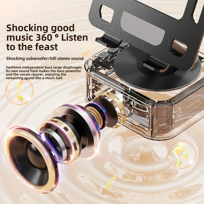 3-in-1 Bluetooth 5.3 Speaker with Tablet Holder Foldable Wireless Speaker Support Power Bank Charging For Video Meeting Live