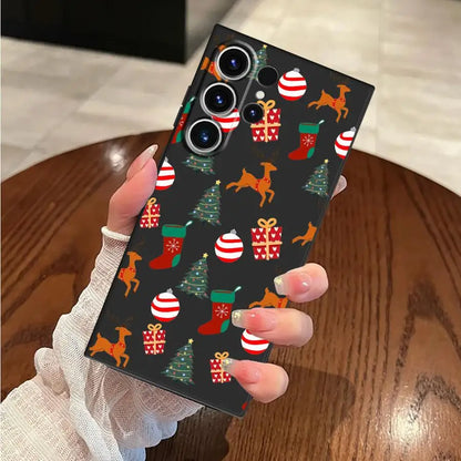 Creative Christmas Element Fashion Case for Samsung Galaxy S25 Edge S21 FE S24 Plus S23 Ultra S20 Black Soft Phone Cover
