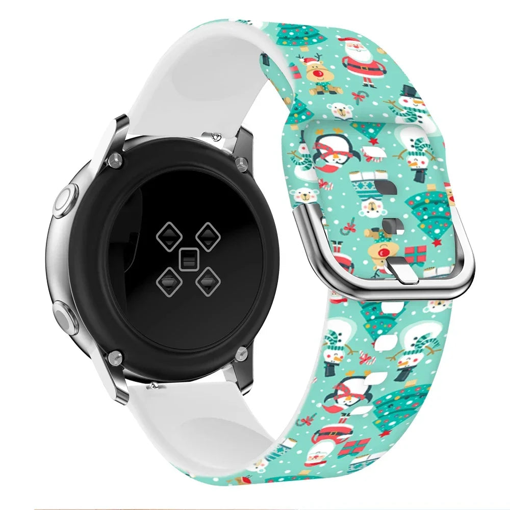 20mm 22mm Christmas Silicone Strap For Huawei Watch GT6-5-4-3 46mm Samsung Watch 7 6 5 4 Bracelet Wristband Amazfit GTR/GTS Band