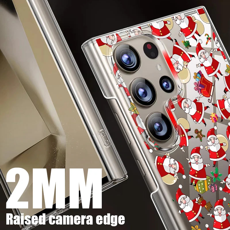 Santa Claus Print Phone Case For Samsung Galaxy A56 A16 A55 A36 A26 A15 5G S25 Edge S24 S21 FE S23 S22 Ultra Plus Clear PC Cover