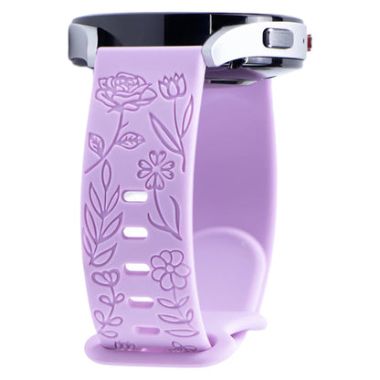 18mm 20mm 22mm Floral Engraved Band for Samsung Galaxy Watch 6/5/4 40 44 for Huawei GT 3 Pro Silicone Sport Strap 5 Pro Active 2