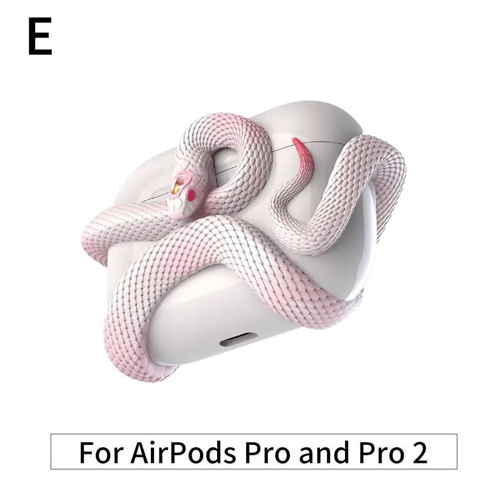 Snake Wireless Earphone Protective Shell Case 3D Winding Snake Resin Decoration Earphone Accessories for AirPods Pro/Pro 1/2/3/4