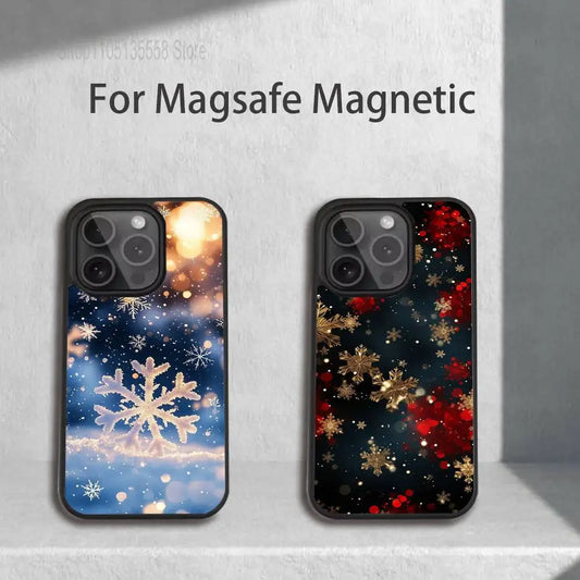 Christmas Art Snowflakes Phone Case For IPhone 17,16,15,Pro,Max,Air,14,Plus,13,12,11 Magesafe Wireless Charge Cover
