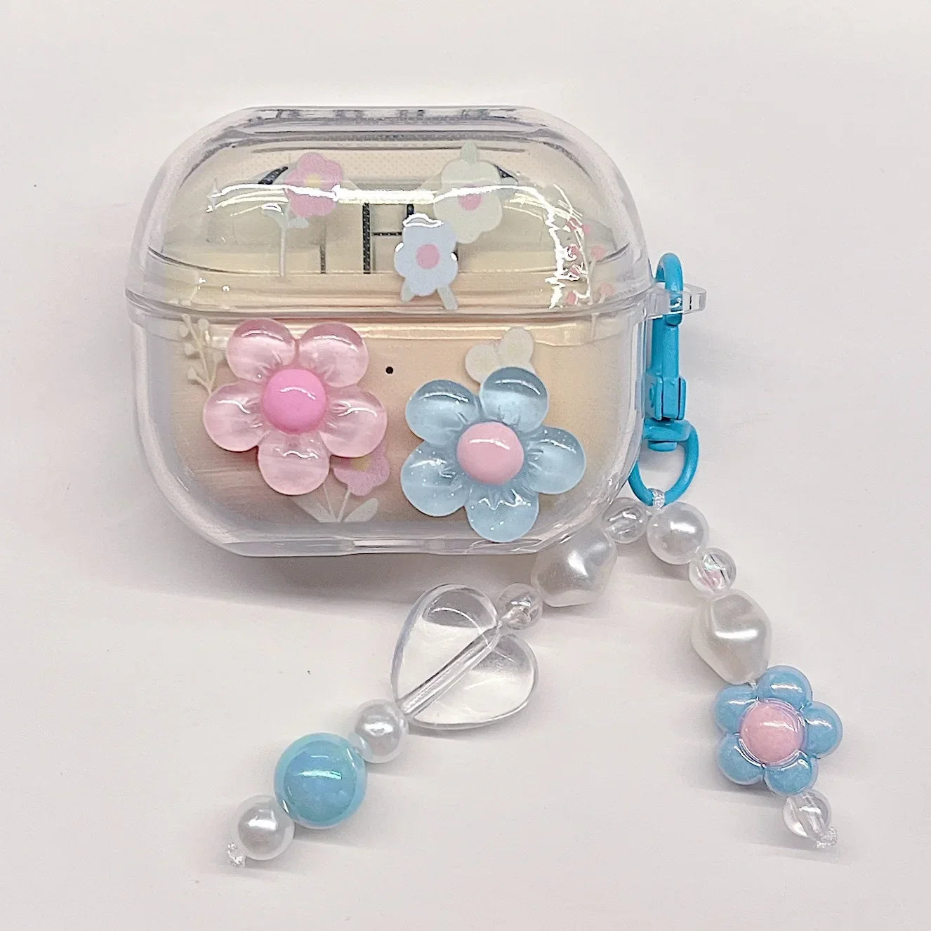 TPU Flower Earphone Case for Samsung Galaxy Buds 3 Pro for  Samsung Galaxy Bugs 3 Earphone Cover with Keychain
