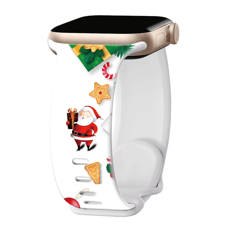 Silicone Christmas Band for Apple Watch Strap 46mm 41mm 42mm 44mm 45mm 49mm Sport Bracelet for iWatch 11 10 9 8 7 6 5 SE Ultra 3