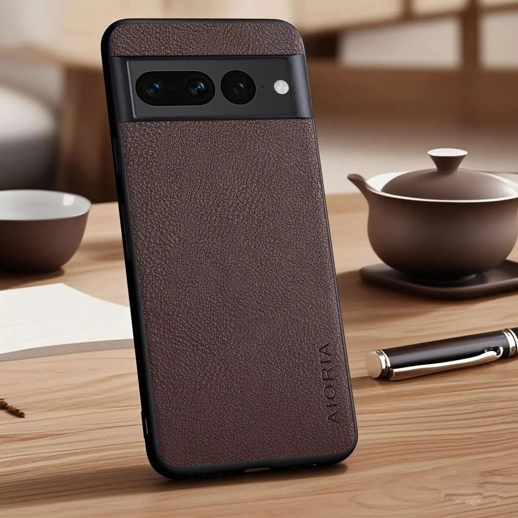 Case for Google Pixel 10 Pro XL 7 6 7a 6a 5a 4a Vegan Faux Lychee Pebbled leather cover funda for Google Pixel 10 Pro XL case