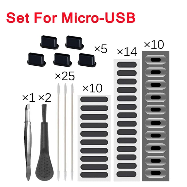 Universal Dust Plug Mobile Phone Speaker Anti Dust Mesh Sticker for iPhone Samsung Mi Charge Port Protector Cleaning Brush Set - covers4phones