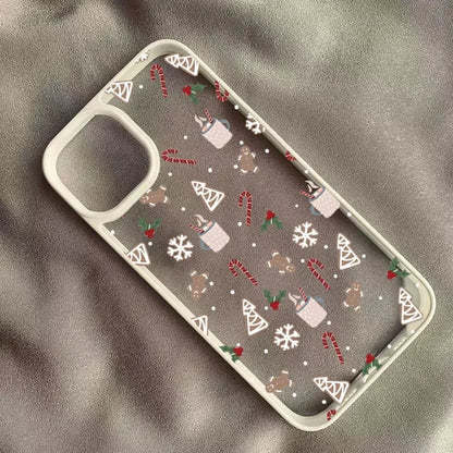 Cartoon Snowflake Christmas Tree Phone Case For iPhone 13 12 11 16 15 14 Pro Max X XR XS 7 8 Plus SE 2020 Anti-Fall Clear Cover