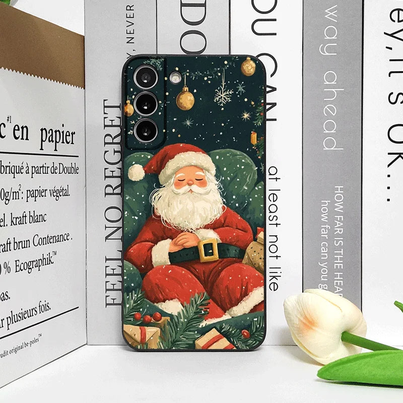 Merry Christmas Tree Santa Claus Pattern Phone Case for Samsung Galaxy S25 S24 S23 Ultra S22 Plus S21 FE M53 M34 M55 Soft Covers