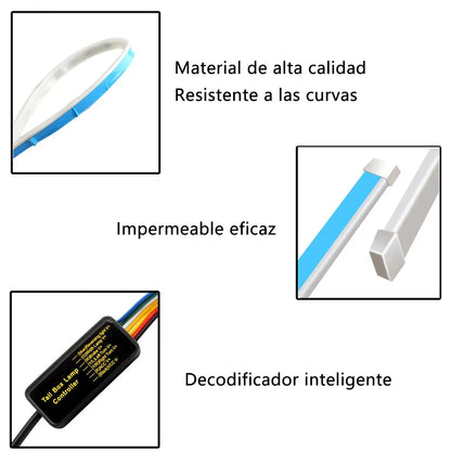 Car Rear Trunk Tail Light 120cm Colorful Dynamic Reverse Warning LED Strip 12v Additional Brake Follow Turn Signal Lamp