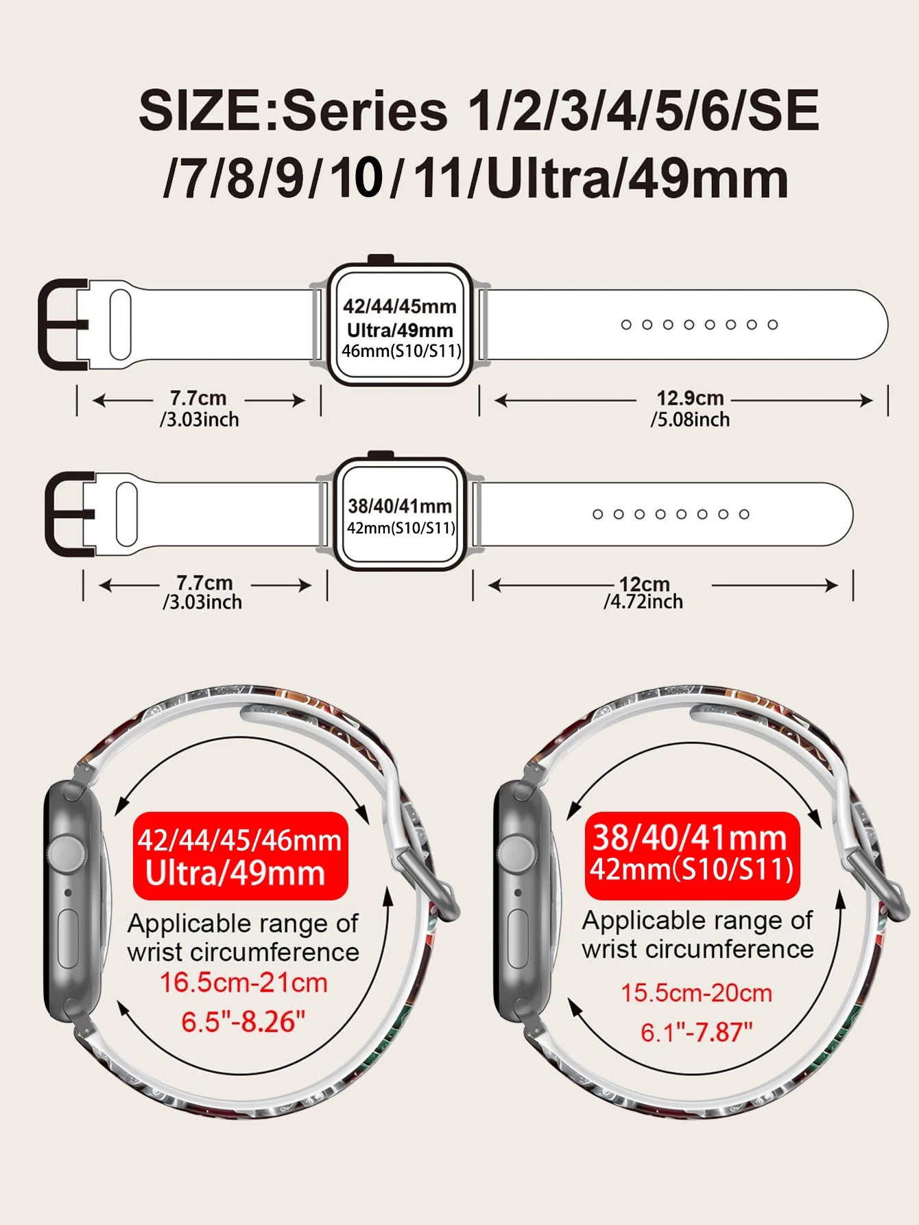 Silicone Strap For Apple Watch Band 45mm 44mm 40mm 41 42-38mm Christmas Bracelet iwatch Series 8 7 se 3-6 9 10 11 Ultra 2 49mm