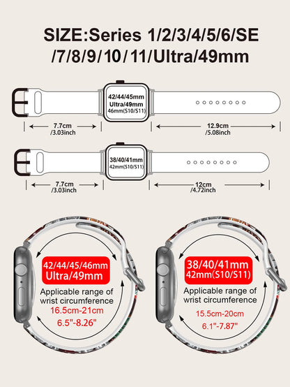 Silicone Strap For Apple Watch Band 45mm 44mm 40mm 41 42-38mm Christmas Bracelet iwatch Series 8 7 se 3-6 9 10 11 Ultra 2 49mm