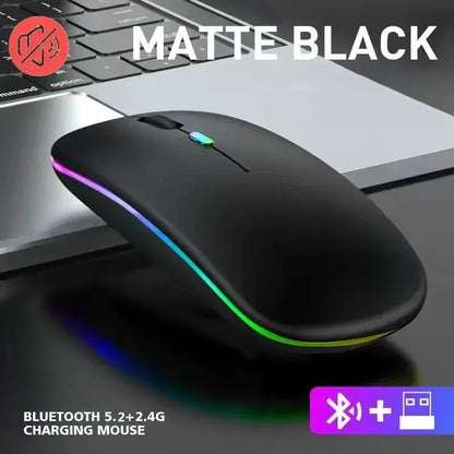 Wireless Mouse Rechargeable Silent LED Backlit Mice PC Laptop Computer Mous 2.4Ghz Receiver Bluetooth Dual Mode Optical Mice - covers4phones