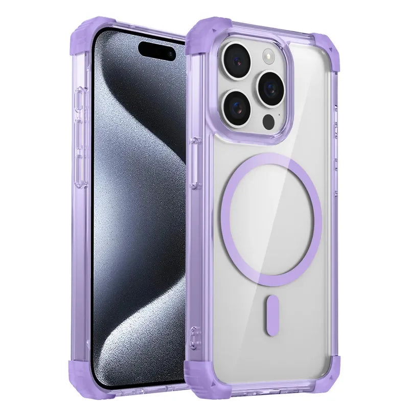 New Armor Shockproof Magnetic Wireless Charging Transparent Case For iPhone 17 16 14 13 12 15 Pro Max Plus 17Air Magsafe Cover