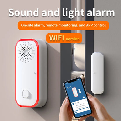 Tuya Door Magnetic Sensor WiFi Door and Window Alarm Door and Window Switch on-site Alarm Sound and Light Intelligent Alarm