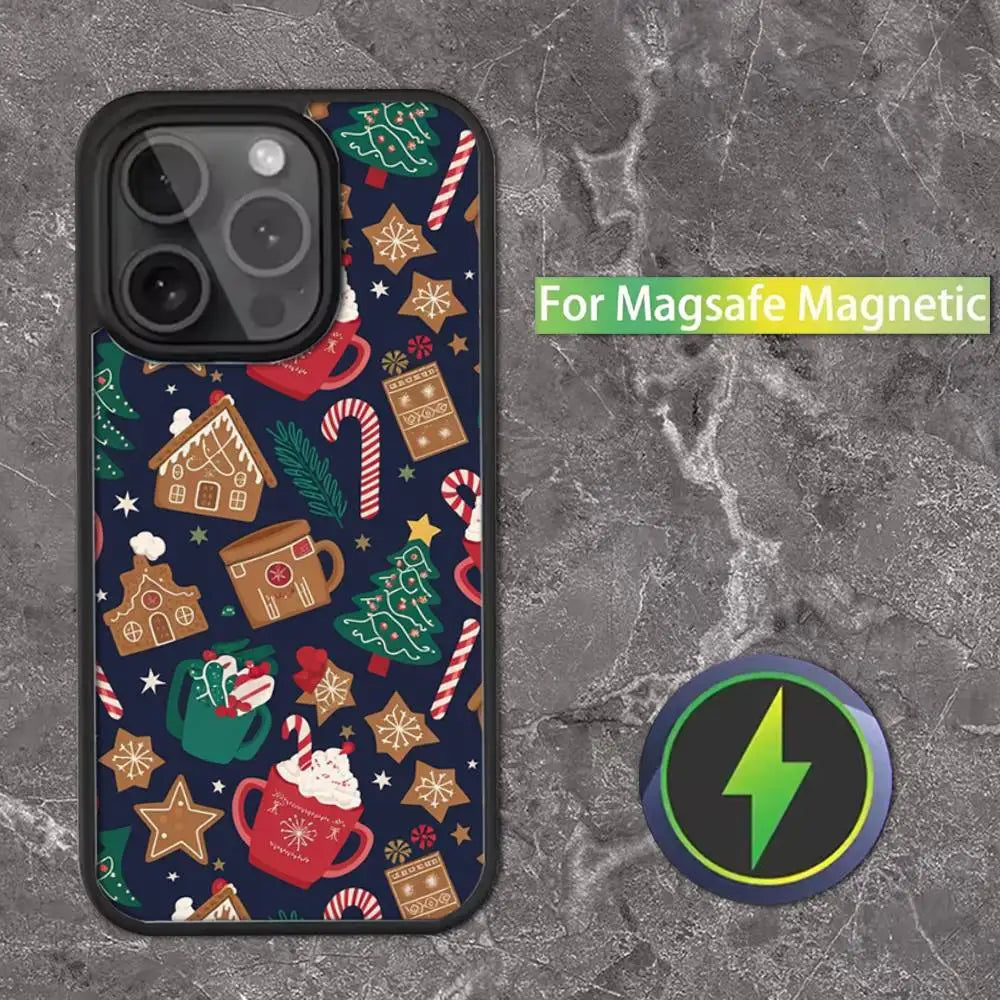 Christmas Santa Claus Phone Case For iPhone 16,15,14,13,12,11,Pro,Max,Plus,Mini,SE Magsafe Magnetic Wireless Charging