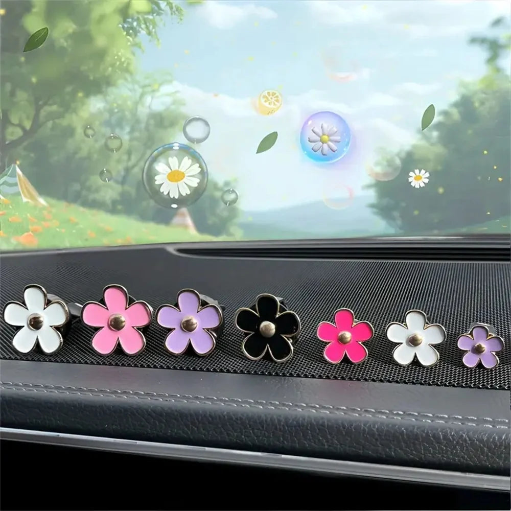 4-8pcs/set Small Car Air Outlet Perfume Decoration Clip Flower Daisy Design Car Interior Aromatherapy Fresheners Diffuser Access