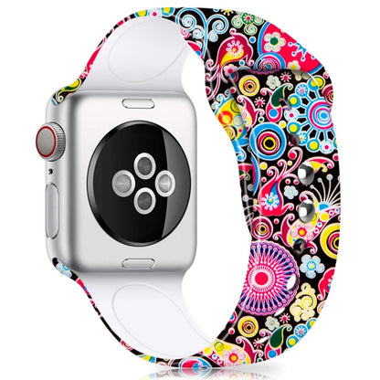 YAYUU Sport Band for Apple Watch Bands 40mm 41mm 44mm 45mm Floral Silicone Printed Pattern Straps for iWatch Series 7 6 5 4 3 SE