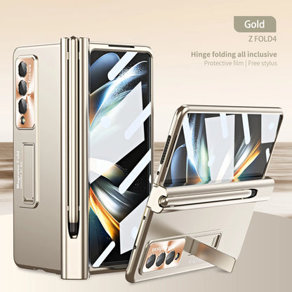 Plating Clear Hinge Magnetic Case For Samsung Galaxy Z Fold 4 5 with Pen Holder Full Screen Protector Phone Cover Fold 7 6 3 5G