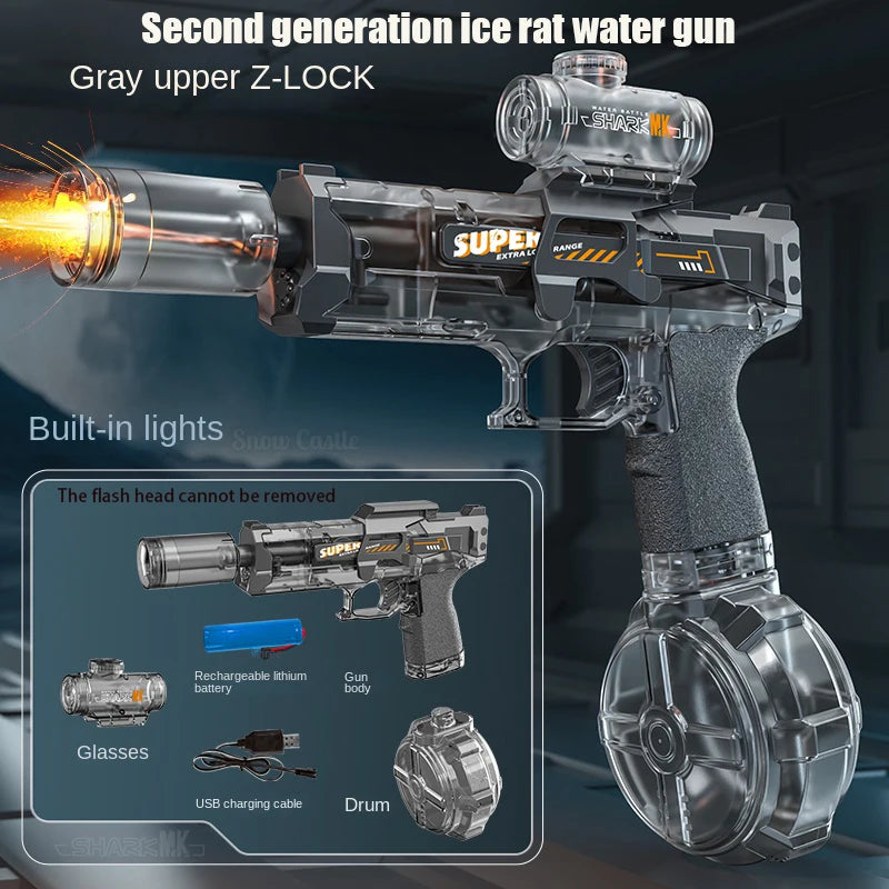 Summer New Ice Mouse Electric Water Gun Pistol Shooting Toy Full Automatic Shoot  Outdoor Toy For Children Boys Girl Adults Gift