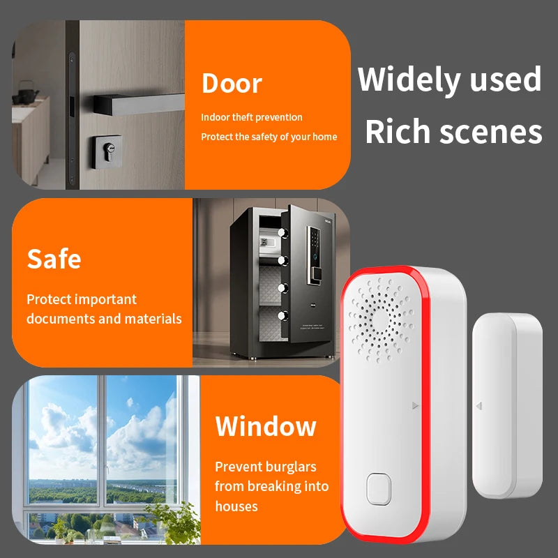 Tuya Door Magnetic Sensor WiFi Door and Window Alarm Door and Window Switch on-site Alarm Sound and Light Intelligent Alarm