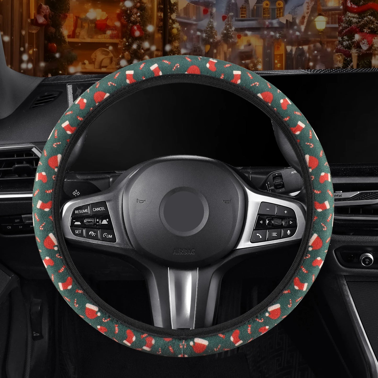 Christmas Limited Edition Car Steering Wheel Cover No Inner Ring Universal Fit Most Cars Wear-Resistant Non-Slip