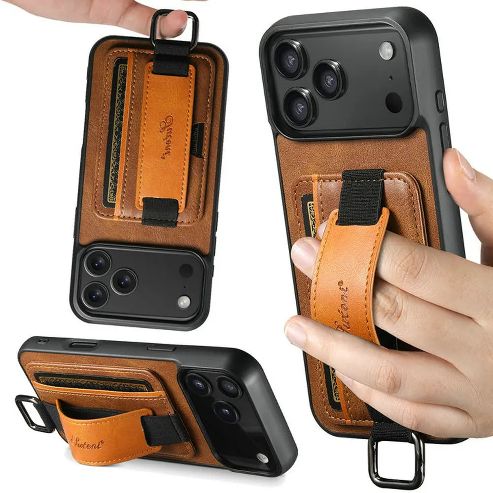 Luxury Case For iPhone 17 Pro Max 5G 2025 Wrist strap Leather Card Stand Funda For iPhone 17 Air Back Cover iPhone17 Pro Etui