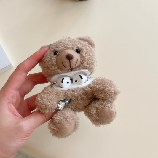 Cute Cartoon Fur Bear shape Case for Airpods 4 3 2 1 Air Pods Pro2 Generation Funny Fluffy Plush Warm Women Girls Cover
