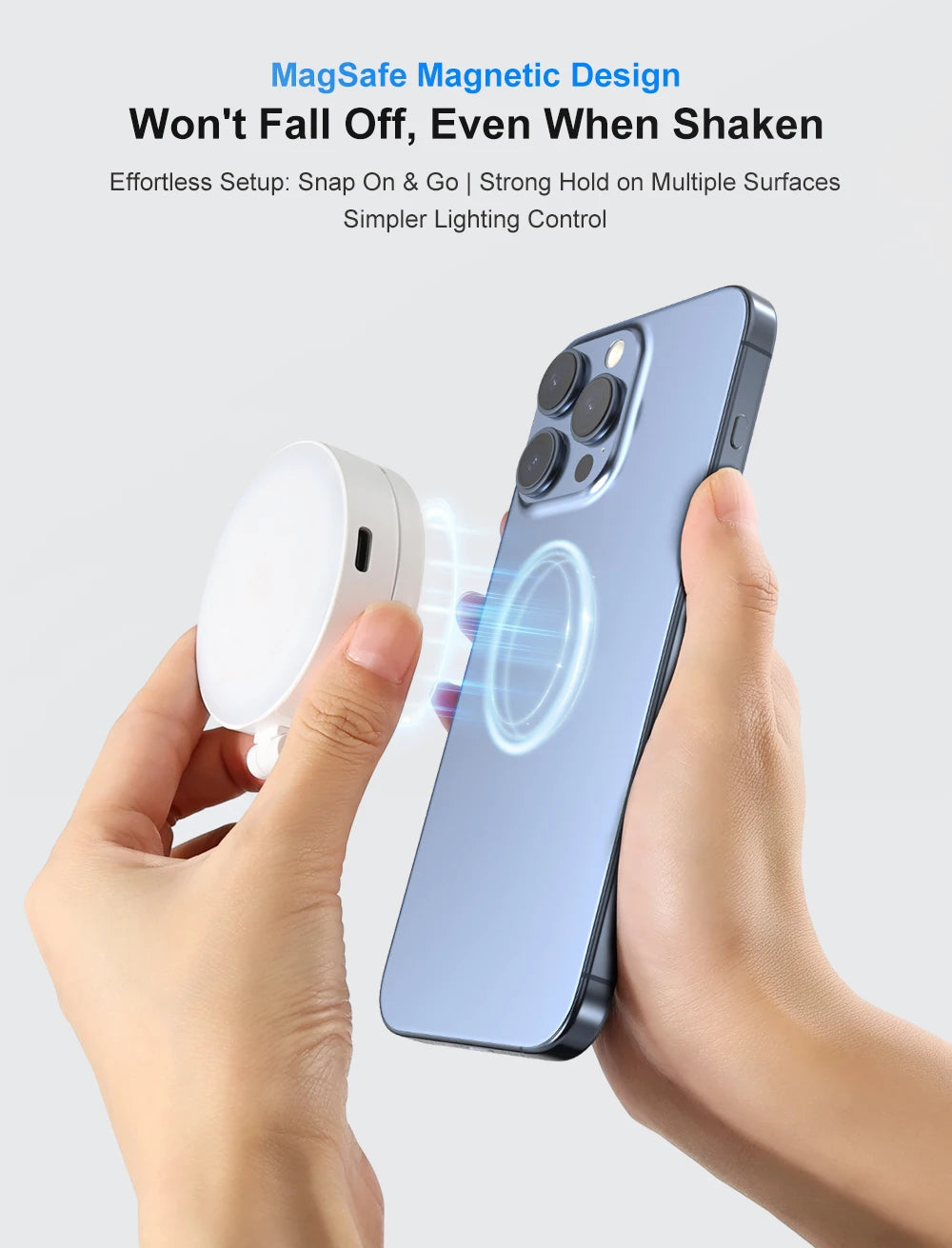 Magnetic Selfie Light Compatible with MagSafe iPhone,CRI95 700lx/0.3m Folding LED Phone Fill Ring Lighting with