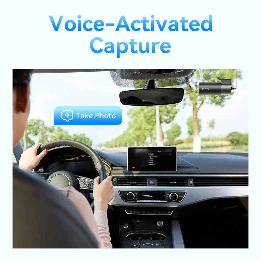 Pictrey M2 2K Dash Cam with Night Vision 330° Rotatable Car DVR Smart Voice Control 24H Parking Monitor