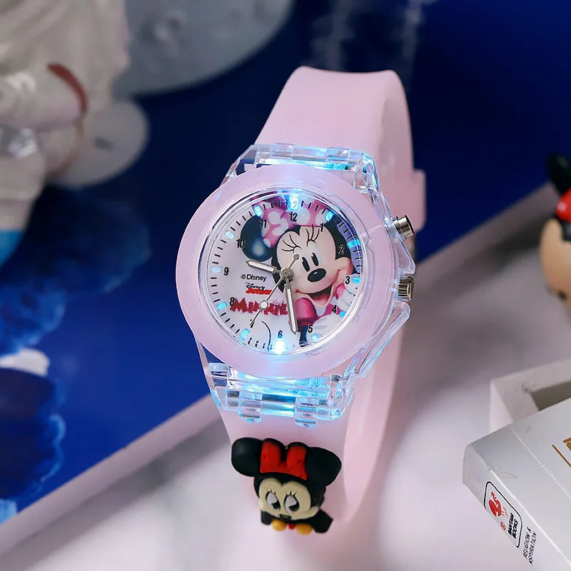 3D Mickey Children Watches Girls Color Light Source Silicone Minnie Kids Watch Ladies Quartz Clock Gifts Relogio Feminino - covers4phones