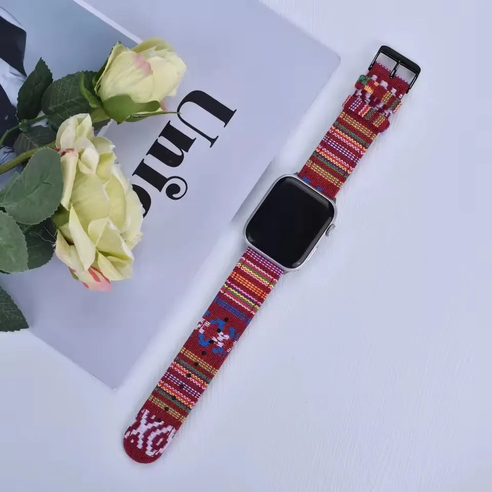 Christmas Exotic Style Fabric Straps For iWatch Band 8 7 SE 45mm 44mm 42mm Sports For Apple Watch 41mm 40mm 38mm Series 6 5 4 3