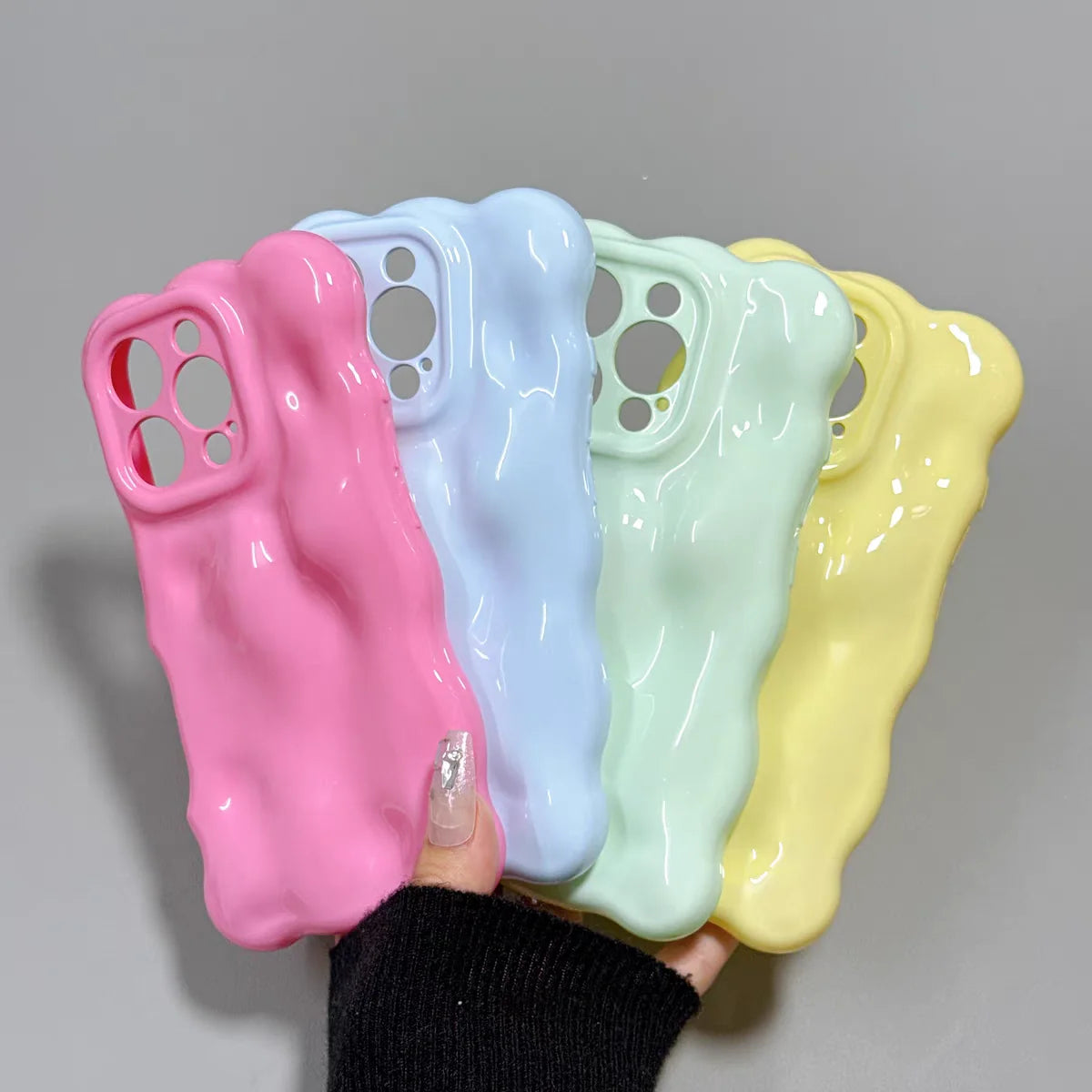 Fashion Meteorite Wave Bubble Silicone Phone Case For iPhone 16 15 Plus 14 13 12 11 Pro Max Luxury Wavy Candy Shockproof Cover