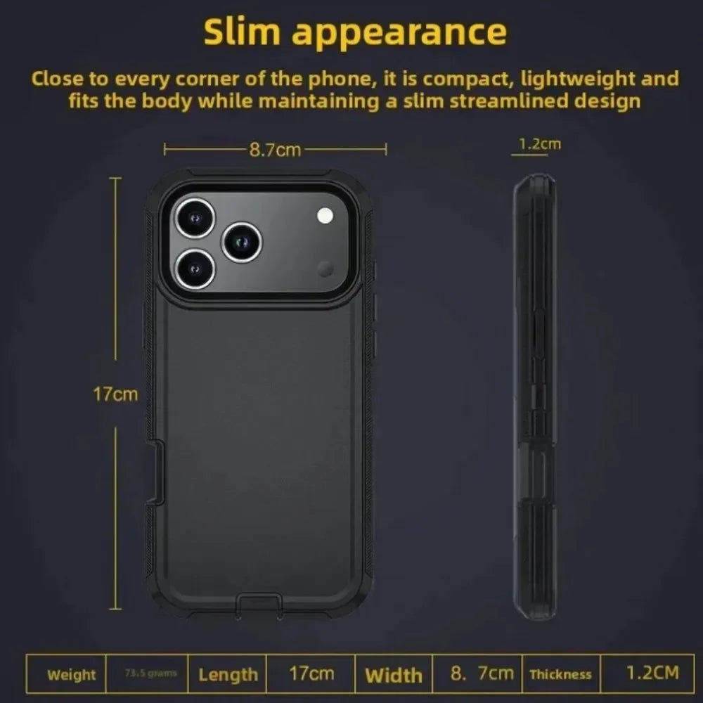 Premium Military Grade Heavy Armor Phone Case for IPhone 17 Air 16 15 14 Plus 13 12 ProMax Pro Shockproof Hard Protective Cover