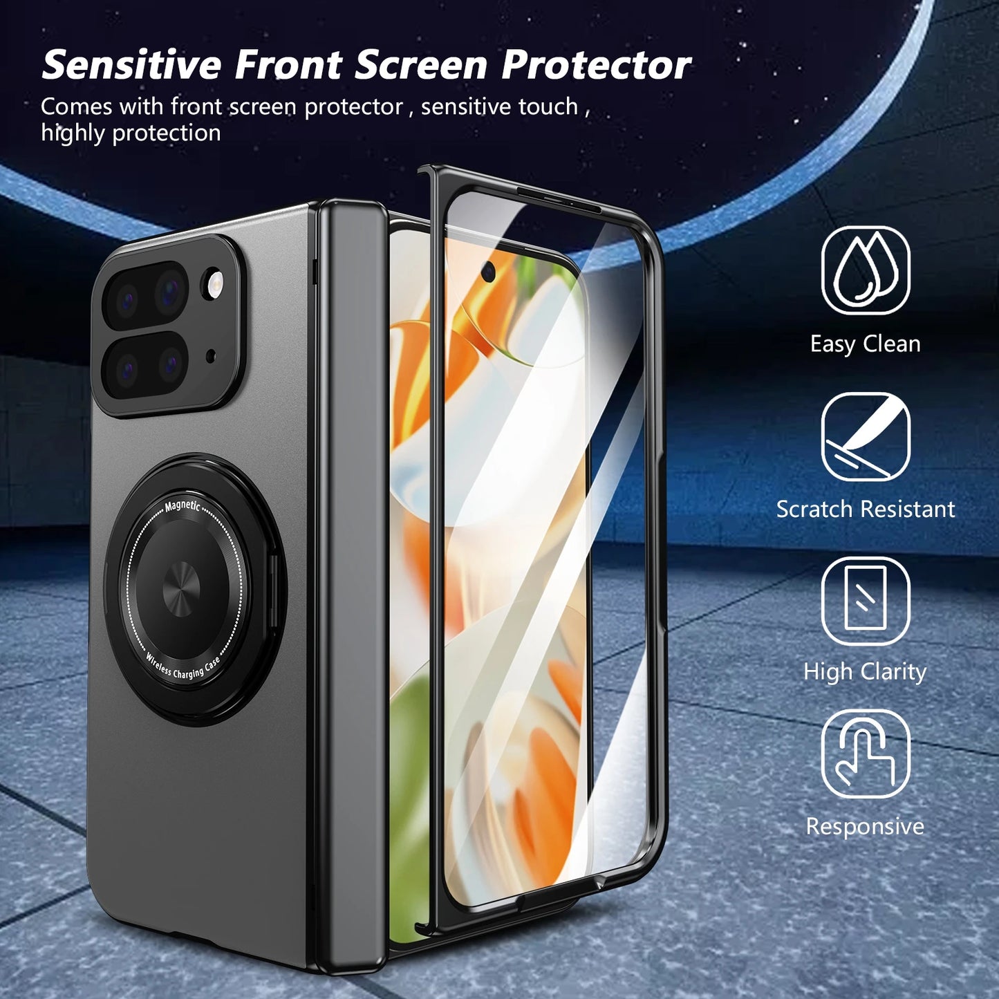 For Google Pixel 10 Pro Fold Case Luxury Armor Sanhelian Protective Shell With Magnetic Cover Finger Protective Film Funda