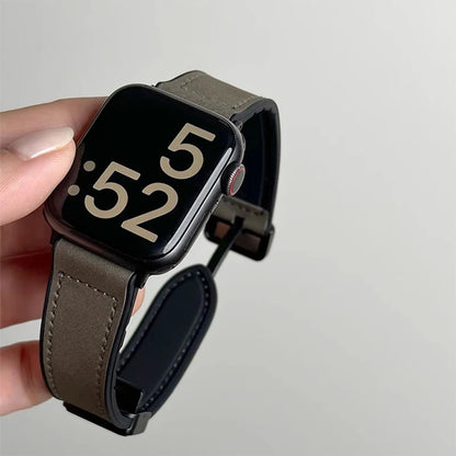 Leather Strap for Apple Watch 10 Ultra 9 Band 46mm 49mm 42mm 44mm 45mm 40/41mm Bracelet men Silicone iWatch Series 9 8 7 SE 6 5