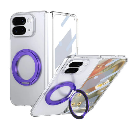 Cases For Google Pixel10Pro Fold Phone Case Magnetic Wireless Charger with A Rotating Bracket PC Material Transparent Full Cover