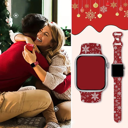 Christmas Strap for Apple Watch Ultra 3 Band 49mm 46mm 41mm 42mm 44mm 45mm Silicone Loop Bracelet for iWatch 11 10 9 8 7 6 5 SE