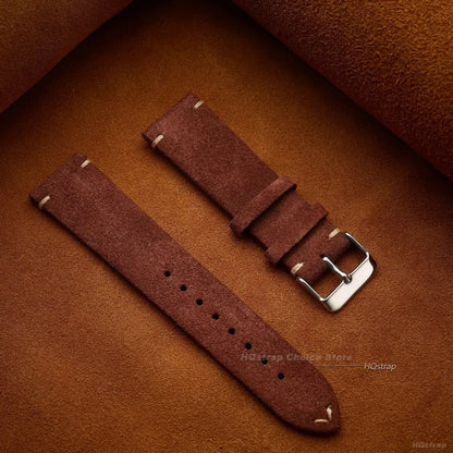 Quick Release Soft Suede Strap 22mm 18mm 20mm for Samsung Watch6 5/4/3 Calfskin Bracelet for Women Men Wristband Hand Sewn Band