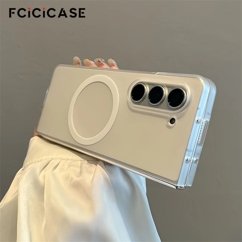 Frosted Ultra Thin Matte For Magsafe Magnetic Case For Samsung Galaxy Z Fold 7 6 5 4 3 Slim Frosted Clear Hard PC Cover