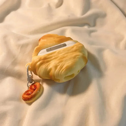 3D Bread Case For Samsung Galaxy Buds3Pro Cartoon Keychain Charm Pendant Samsung Galaxy Buds3 Transparent Shell Protective Cover