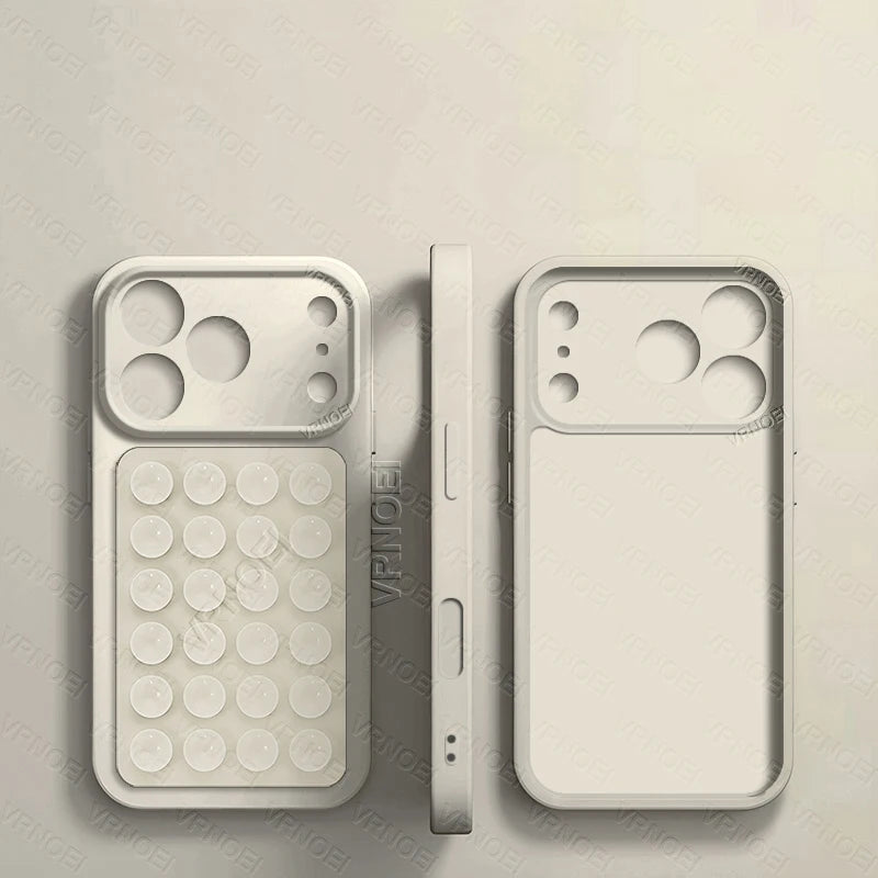 Fashion 2IN1 Suction Cup Bracket Lens Protection Phone Cases For iPhone 17 16 13 11 14 15 12 17 Pro Max Case Phone Accessories