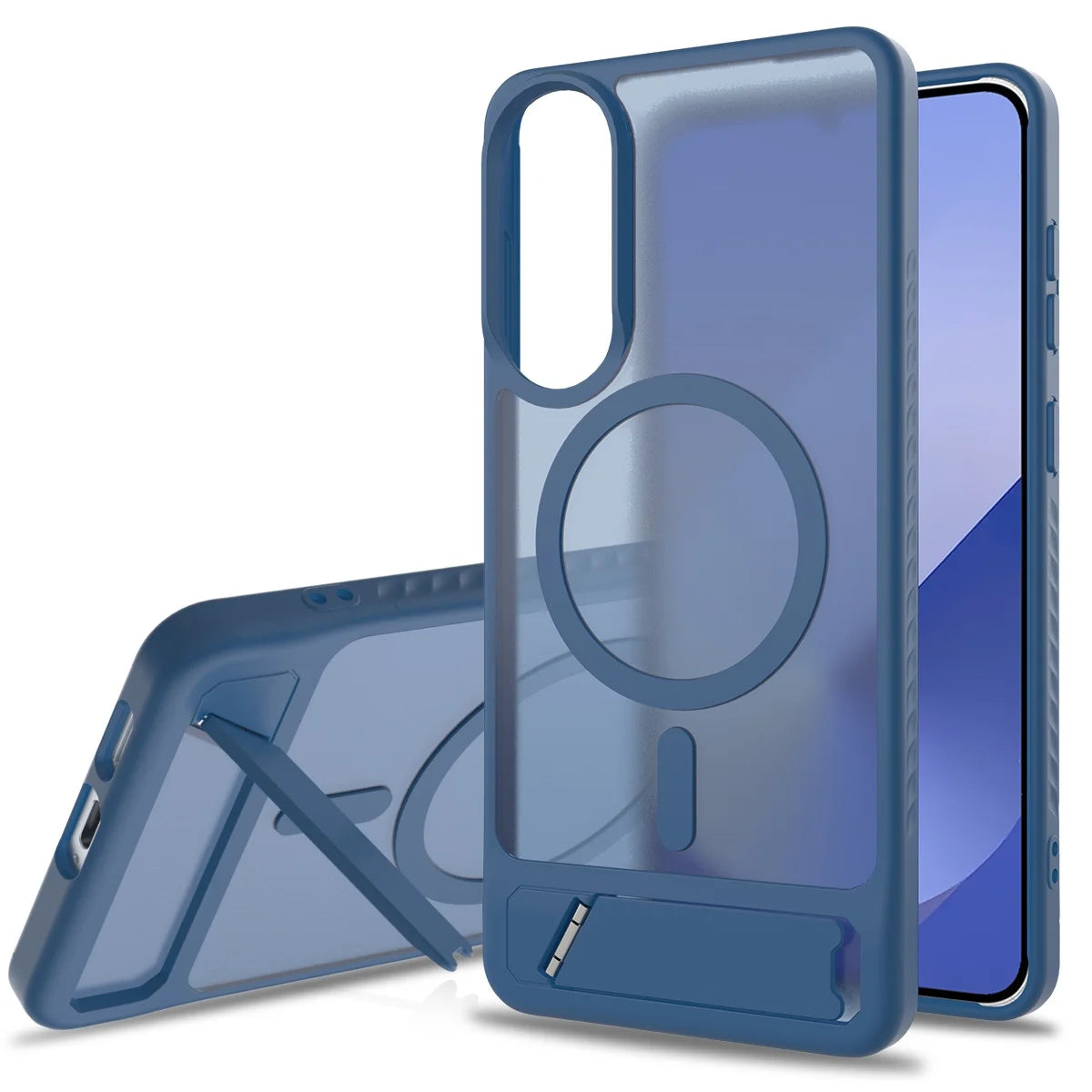 Shockproof Magnetic Stand Armor Phone Case For Samsung Galaxy S25 Edge S24 S23 Plus Ultra Transparent For Magsafe Hard Cover